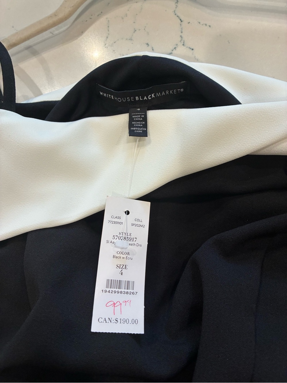 NWT White House Black Market Black & White Dress Size 4 - Picture 8 of 8